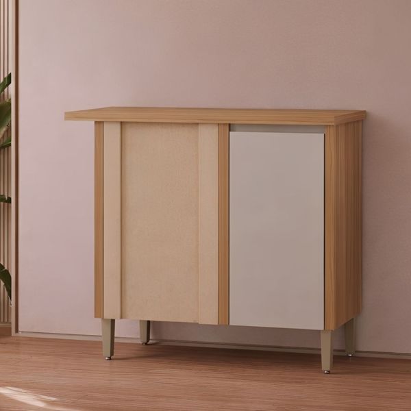 Balcão de Cozinha 93 cm 1 Porta com Tampo Linea Brasil Allure | Jequitiba/Gris Fosco